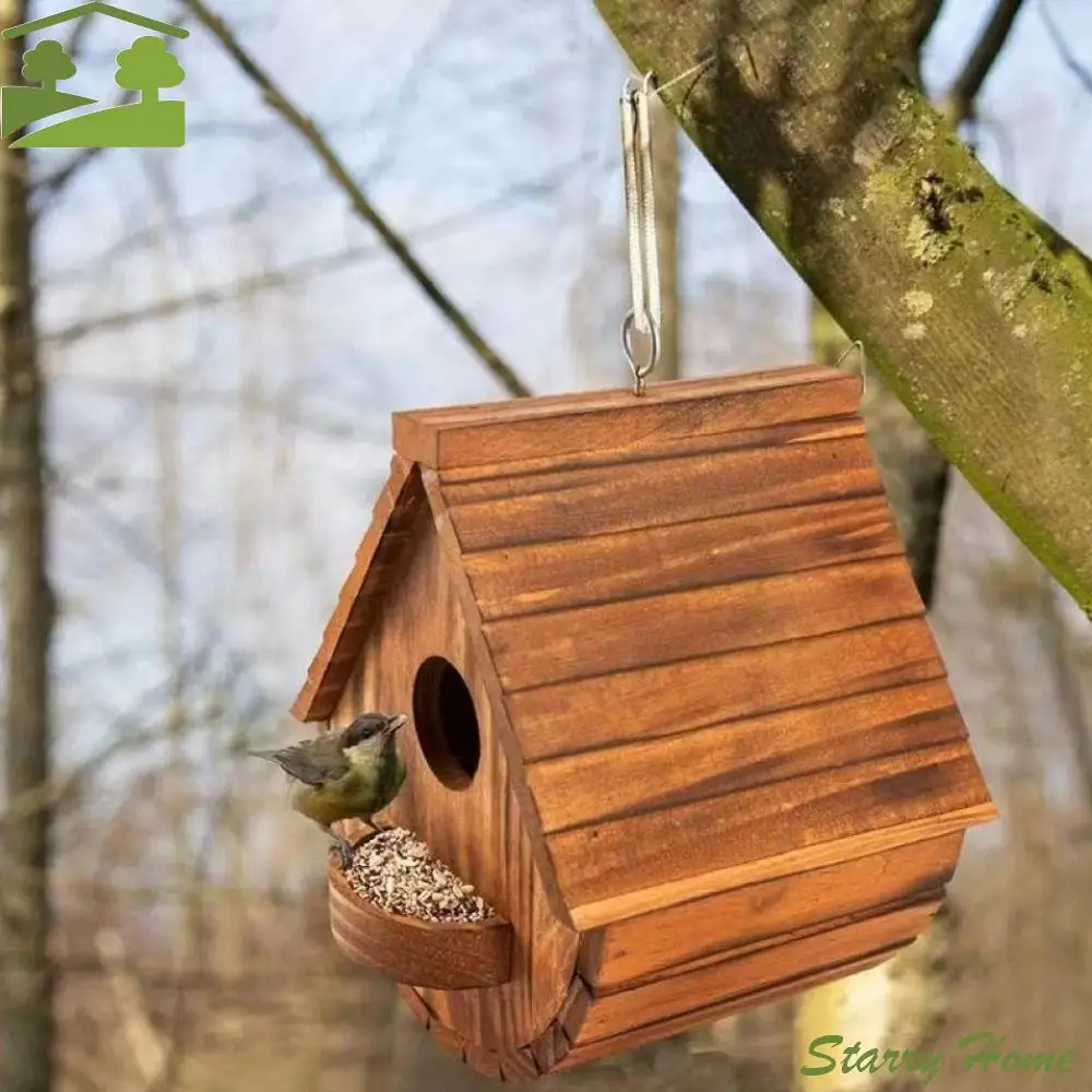 

Bird Villas Wooden Bird Nest Minimalist Durable Bird Feeder Hanging Bird Cage Hummingbirds