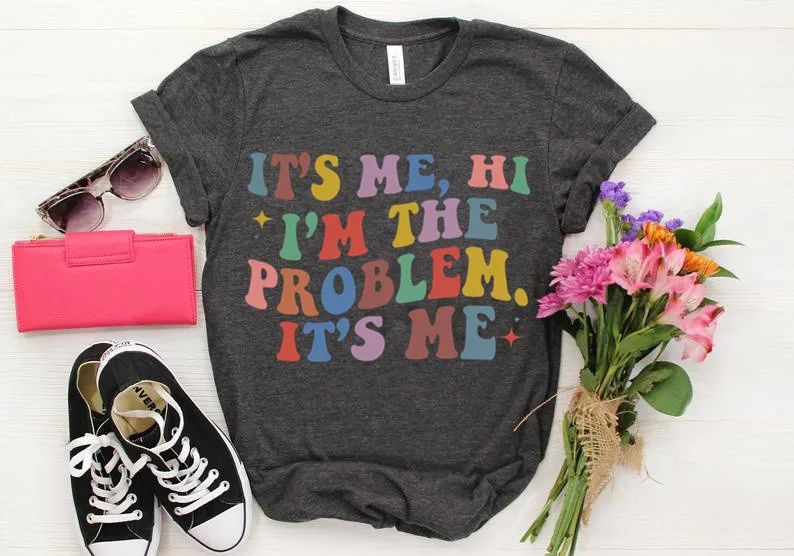 It's Me Hi I'm The Problem 귀여운 미적 프레피 파자마 프레피 반팔 탑 티셔츠 o넥 100% 코튼 패션 스트리트웨어 y2k