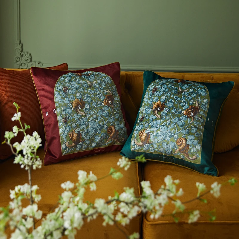 Retro Flowers Pillow Green Red Cushion Case Modern Garden Square Decorative Pillow Cover For Sofa Chair Home Decorations