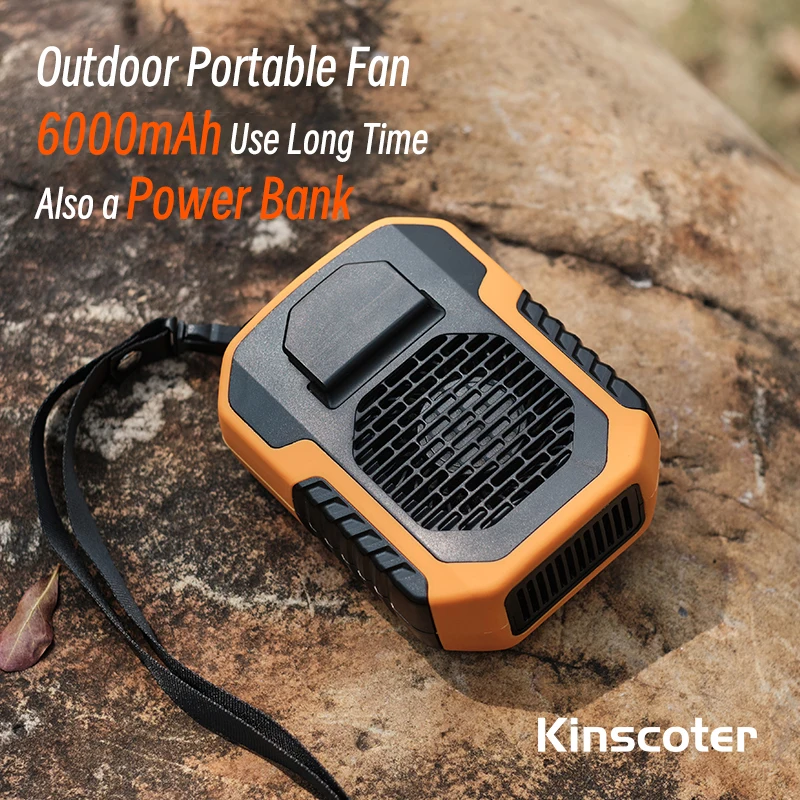 Kinscoter 6000 mAh hängender Hals-/Taillenventilator, USB-Mini-tragbarer wiederaufladbarer Ventilator für Outdoor-Camping, Wandern, Klettern, Laufen, Sport – Detail 5