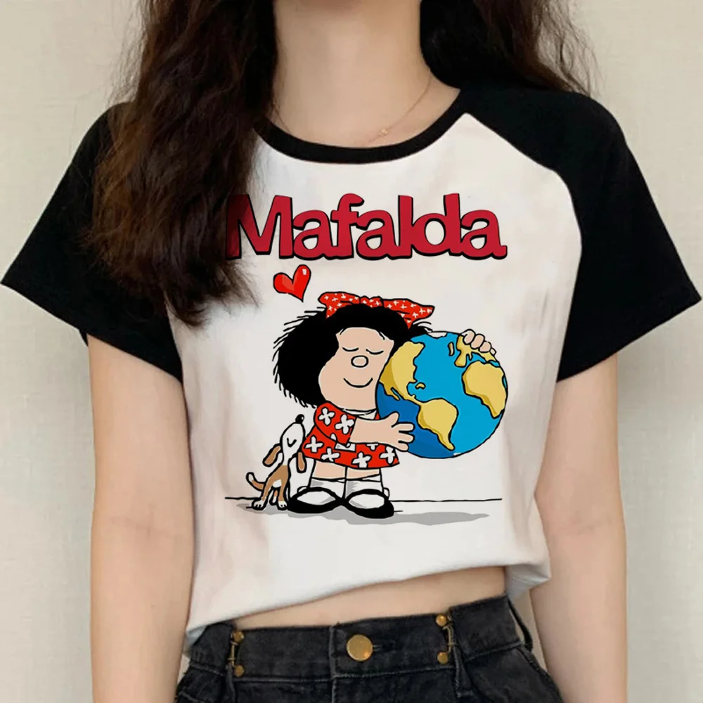 Mafalda t shirt women Y2K Japanese funny top female Japanese anime comic clothes