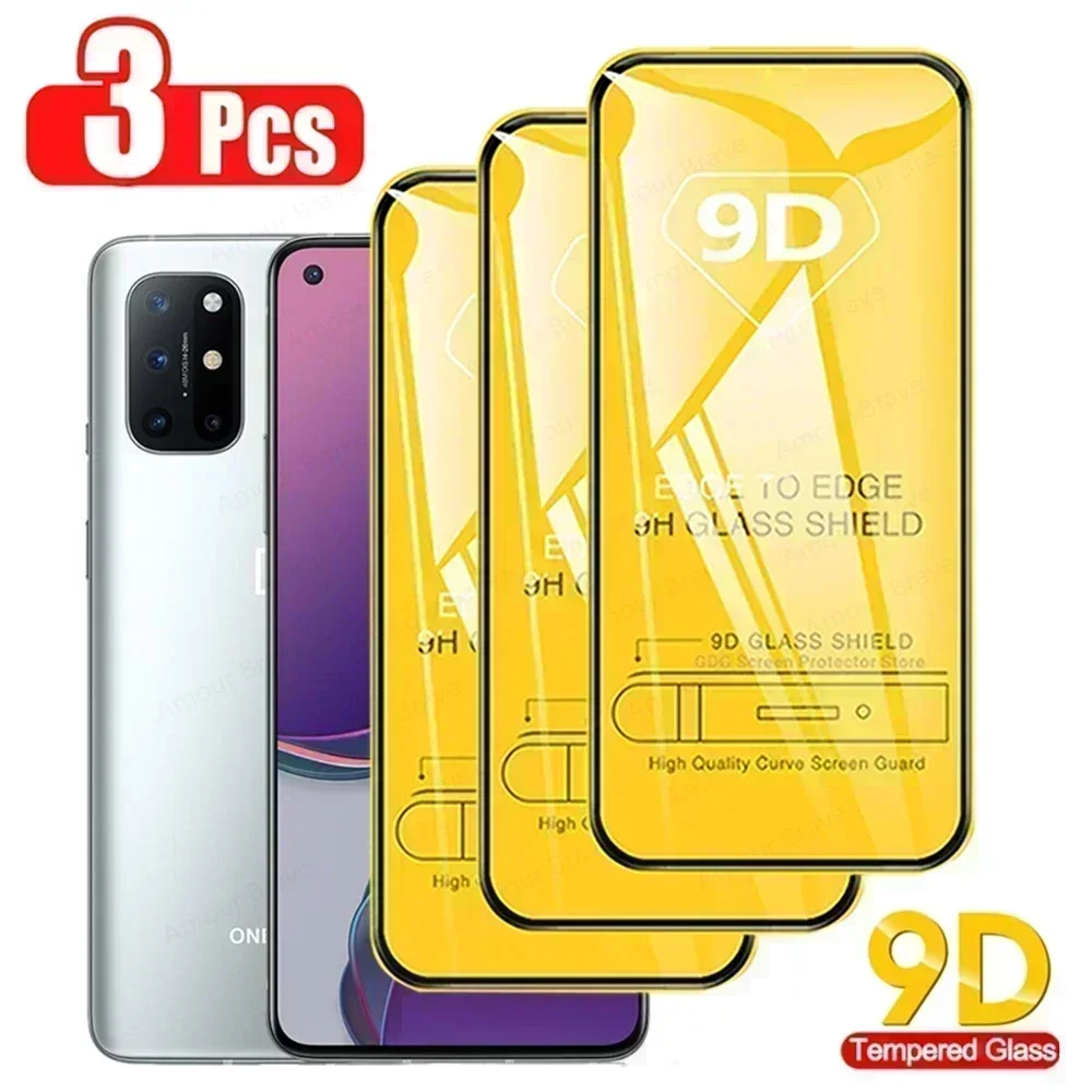 3Pcs 9D Full Cover Tempered Glass For Oneplus 8T 9 9R 9RT nord CE 2 Screen Protector on Oneplus 9R 8T nord 2 Protective glass