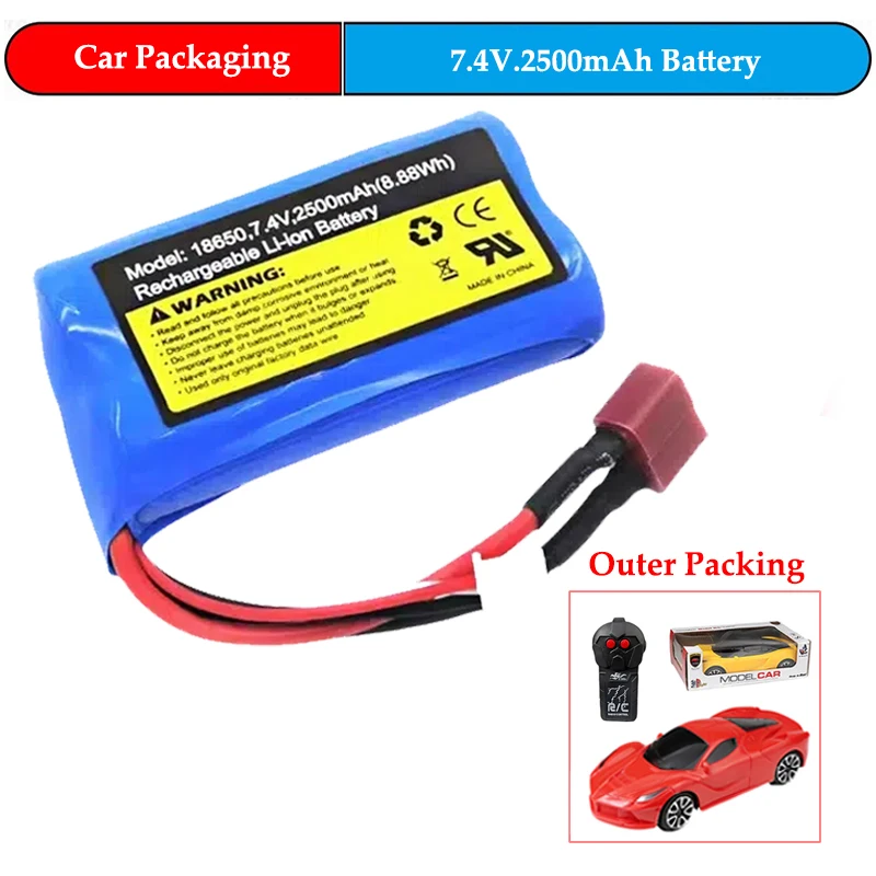 Batería Lipo De 7,4 V, 2500mAh, 18650 Para Wltoys 12428/144001 RC, Piezas De Coche, 2s,  Para for SCY-16101 SCY-16102 SCY-16103