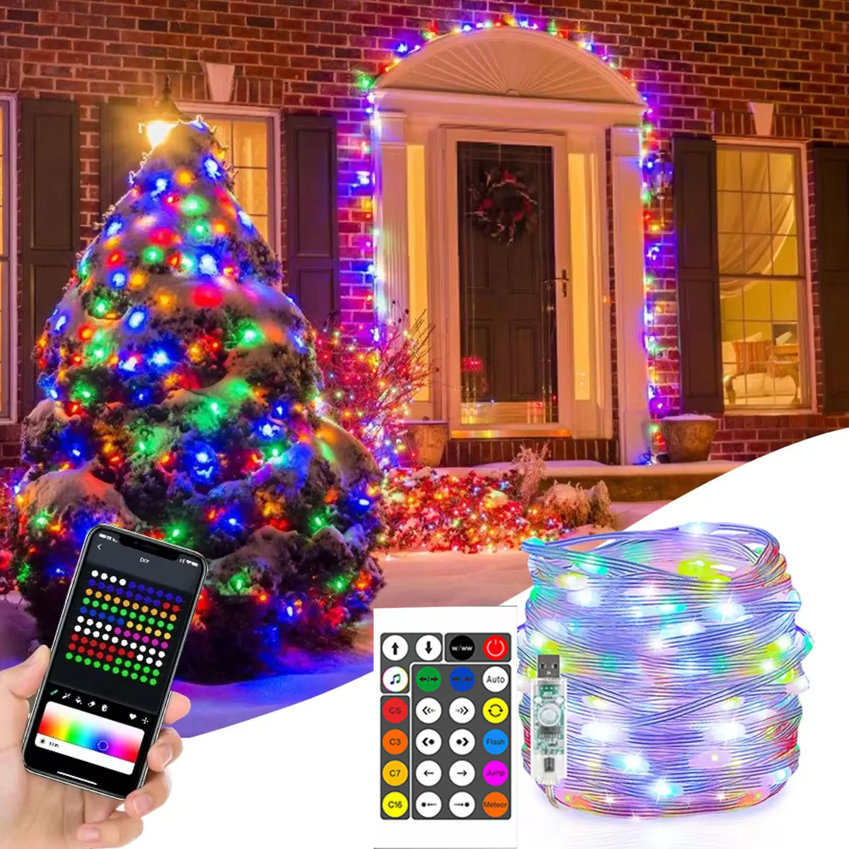 Led الجنية شرائط مصباح أضواء عيد الميلاد الذكية بلوتوث USB الموسيقى اكليل الشارع جارلاند الزفاف حفلة عيد ميلاد ديكور للمنزل