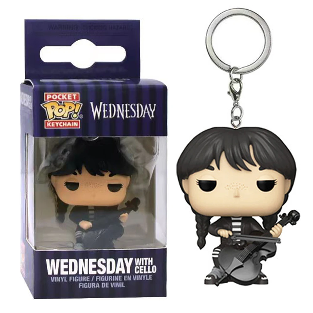 2PC Funko POP The Wednesday Addams Keychain Anime Model PVC Statue Doll Collectible Room Decoration Christmas Toy Gift