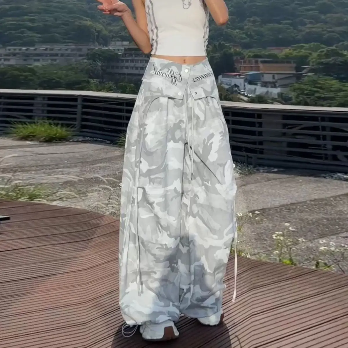 2026 Spring Autumn Work Pants Women's Summer Thin Style Two piece Quick drying Wide Leg Pants High Waist Versatile Casual Pants