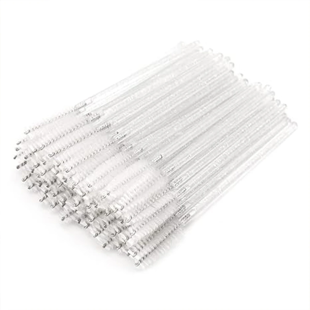 8 to 98 PCS White Disposable Mascara Wands, Glitter Clear Handle Eyelash Brush Spoolie Lash Tools for Makeup and Beauty Salon