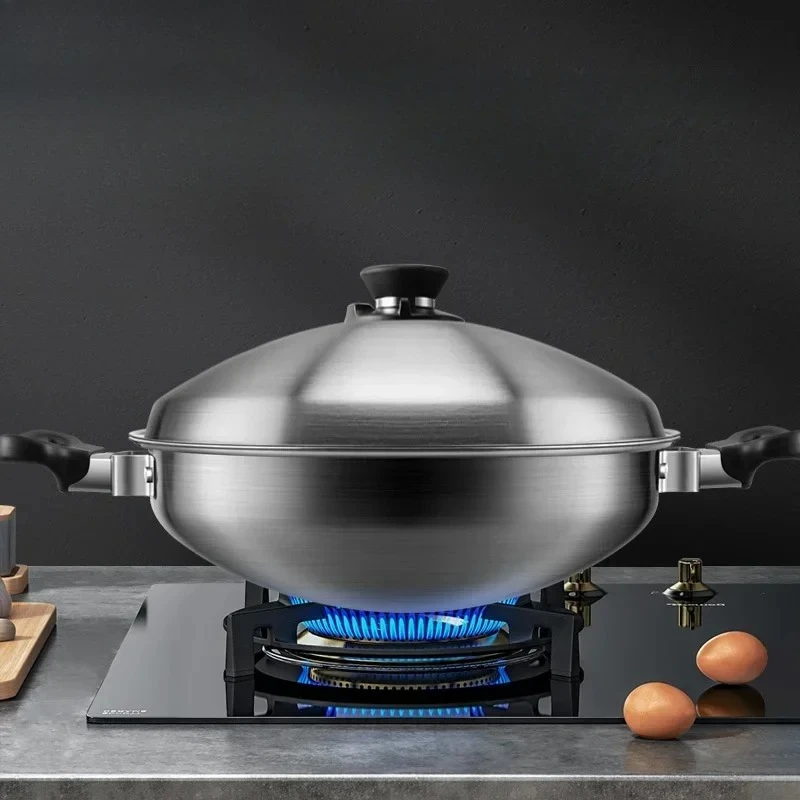 304 Stainless Steel Wok Waterless Hot Pot Pig's Trotter Pot Household Chinese Style Wok Pots and Pans Kitchen Cookware