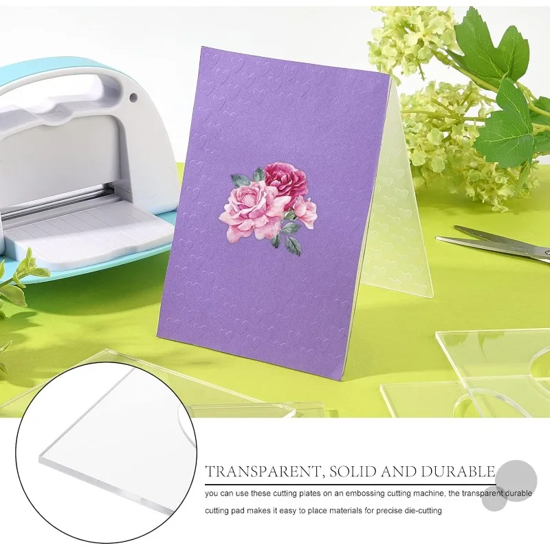 4Pcs 6x4.5inch Rectangle Frame Plastic Embossing Folders Clear Acrylic Embossing Diffuser Set for Card Making Scrapbooking