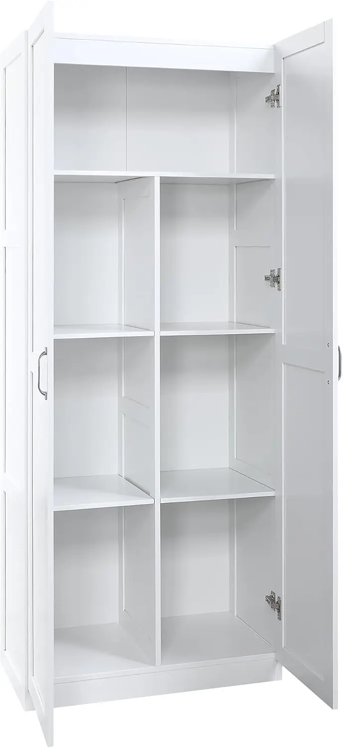 Manhattan Comfort Hopkins Modern Freestanding Storage Closet With 7 Spacious Shelves And Soft Close Doors, Multipurpose