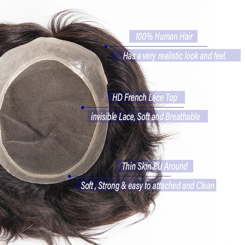 Australia-Toupee For Men HD Lace PU Base Wig Male Hair Prosthesis Breatheble Man Wig Capillary Prothesis Replacement System Unit