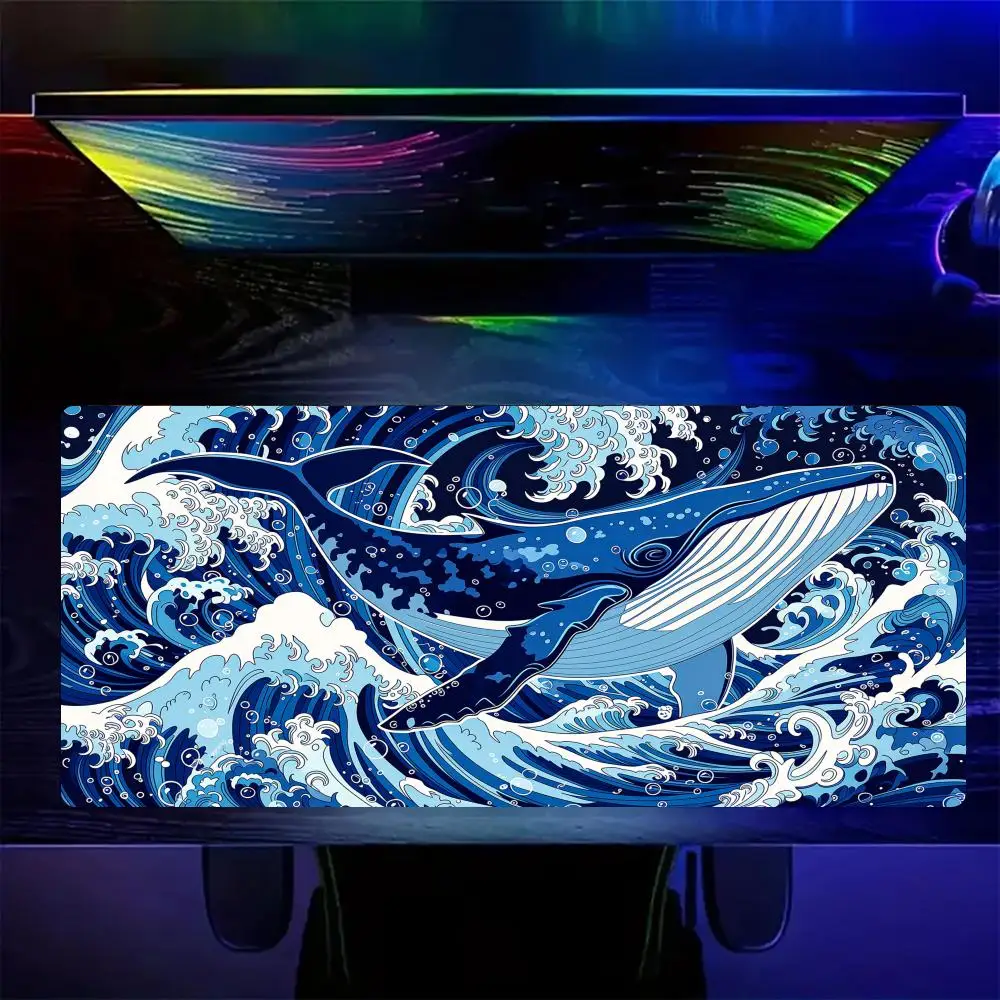 Giant waves and blue whale Mouse Pad Large Computer Office Game Table Mats Rubber Anti-slip XXL Mouse Mat HDP Long Desk Pads