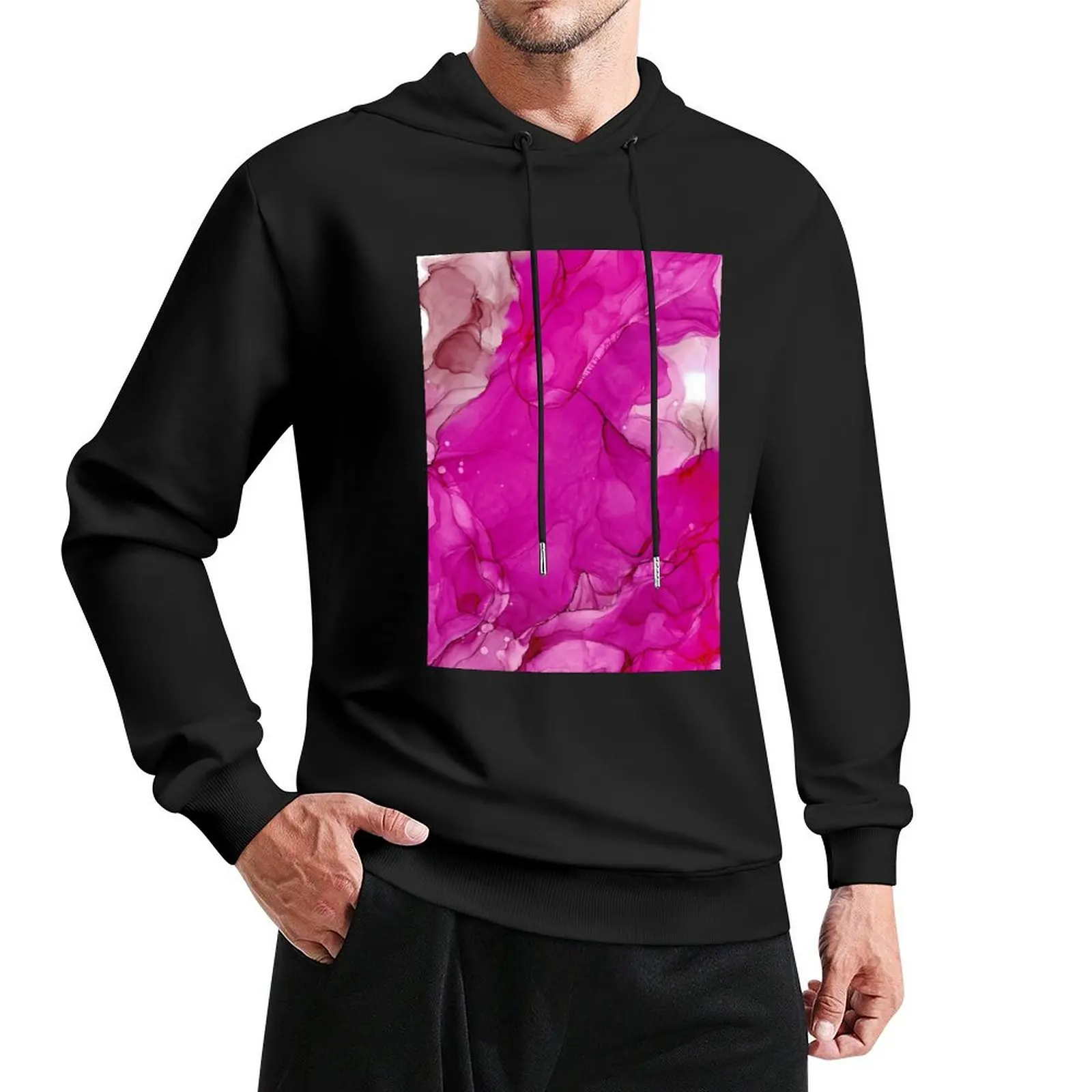 

Pink Abstract 2 2121 Alcohol Ink Painting by Herzart Pullover Hoodie anime clothing oversized hoodie