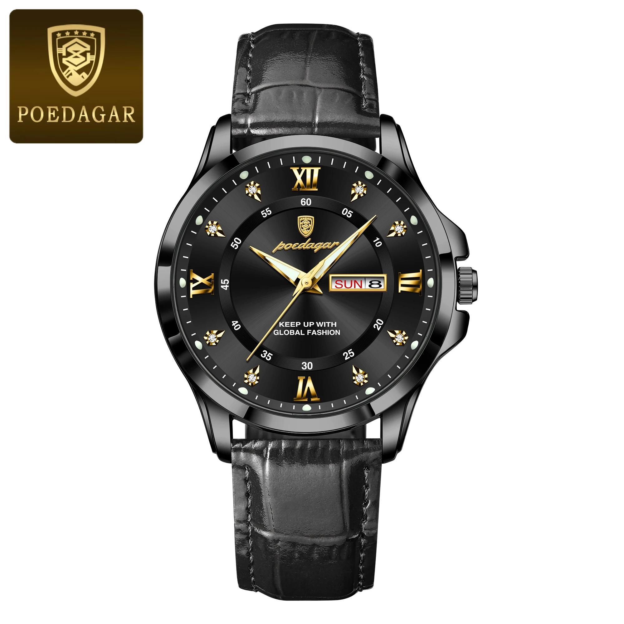 Men's Waterproof Luminous Date Week Business Watch