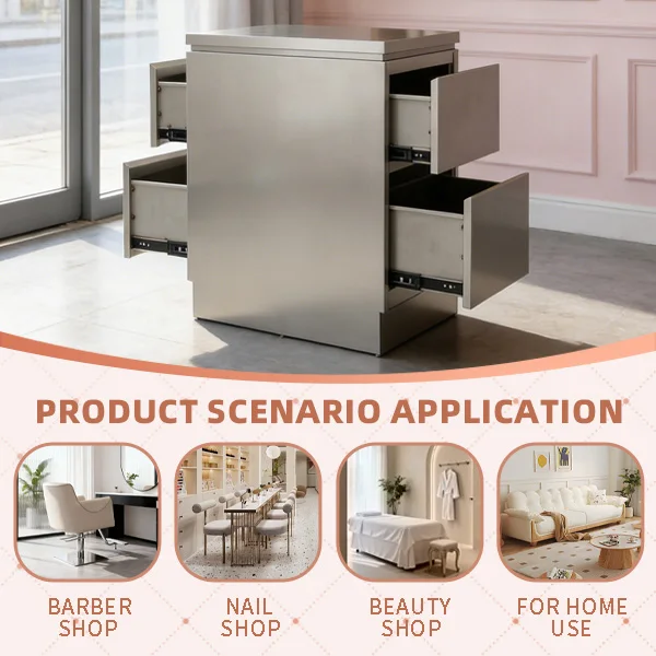 XFMC Beauty Salon Double Side Tool Cabinet Furniture Barbershop Stainless Steel Hair Salon Tool Trolley with Tools for Salon