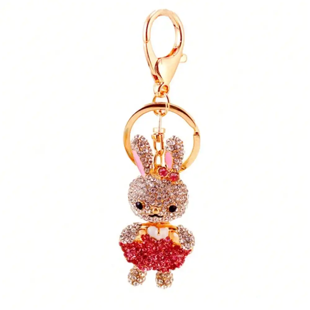 Strass-Cartoon-Niedlicher Hasen-Schlüsselanhänger Damen-Taschenaccessoire Anhänger Schlüsselkette Kleines Geschenk Tierkreiszeichen Freundin – Detail 2