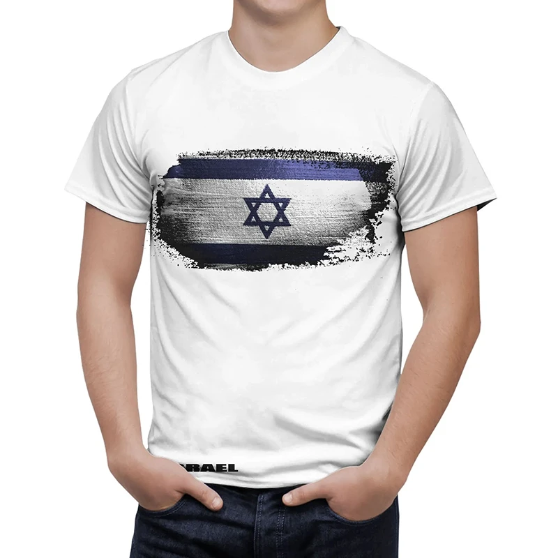 Vintage ISRAEL National Emblem Flag Print T Shirt For Men Clothing Streetwear Patriotic Short Sleeve T-shirts O Neck Male Tops