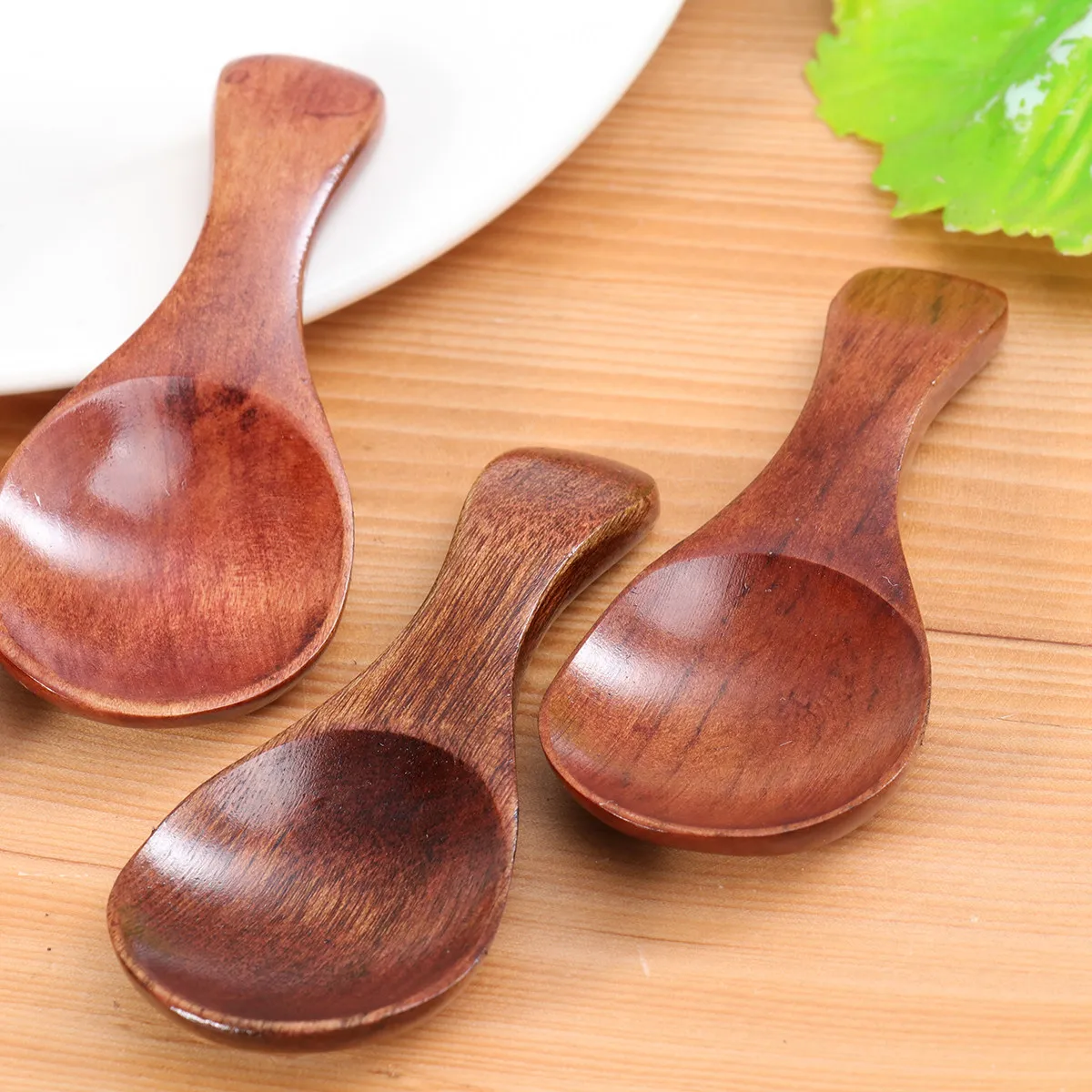 4Pcs Children Ice Cream Spoons Natural Wood Mini Spoons Short Handle Sugar Salt Powder Cooking Tools Wooden Mini Spoon