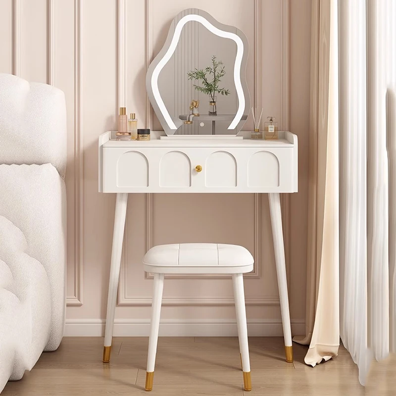 Nordic Aesthetic Dressing Table Room White Stool Essentials Dressing Table High End Penteadeiras De Maquiagem Bedroom Furniture