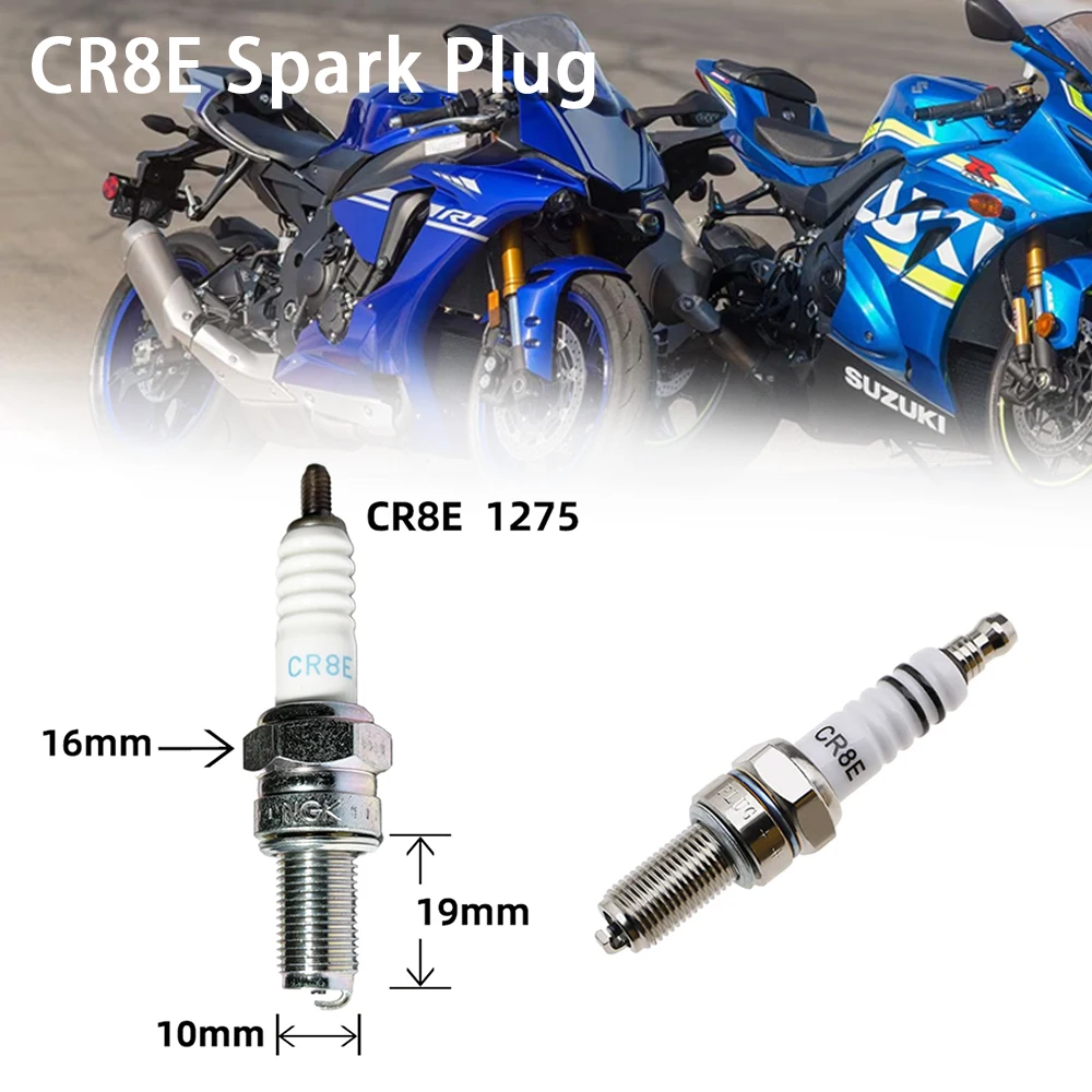 1PC CR8E Spark Plug Motorcycle Replacement Plug 10mm Thread Improved Fuel Efficiency Compatible With For SUZUKI YAMAHA BOSCH