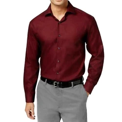 Custom Shirts NEW Fashion Design Luxury Stretchy Comfy Burgundy Dress Shirt Custom Tailored Shirts Tailor Made Dress Shirts Men