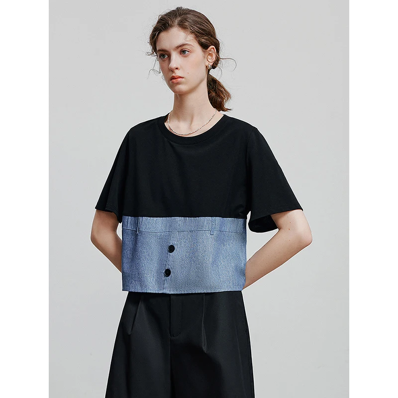 TOYOUTH Women Short Sleeve T shirt 2025 Spring New Tops 8521041
