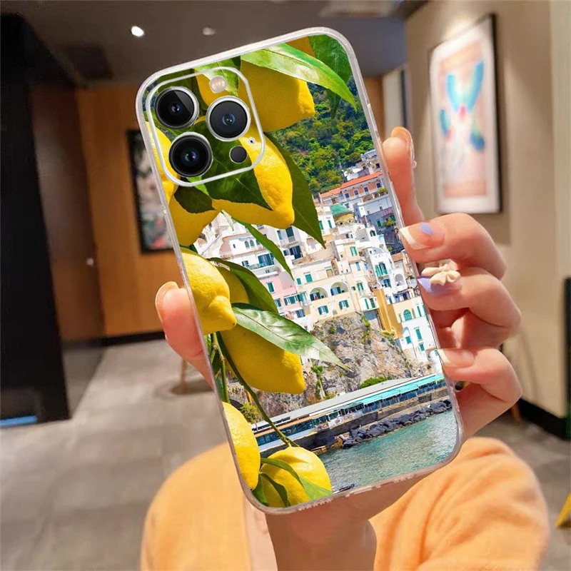 

Phone Case For iPhone 17 Pro Max 17 Air 16 15 14 13 Pro Max 15 16 Pro 15Plus Silicone Cover Summer Fruit Lemon