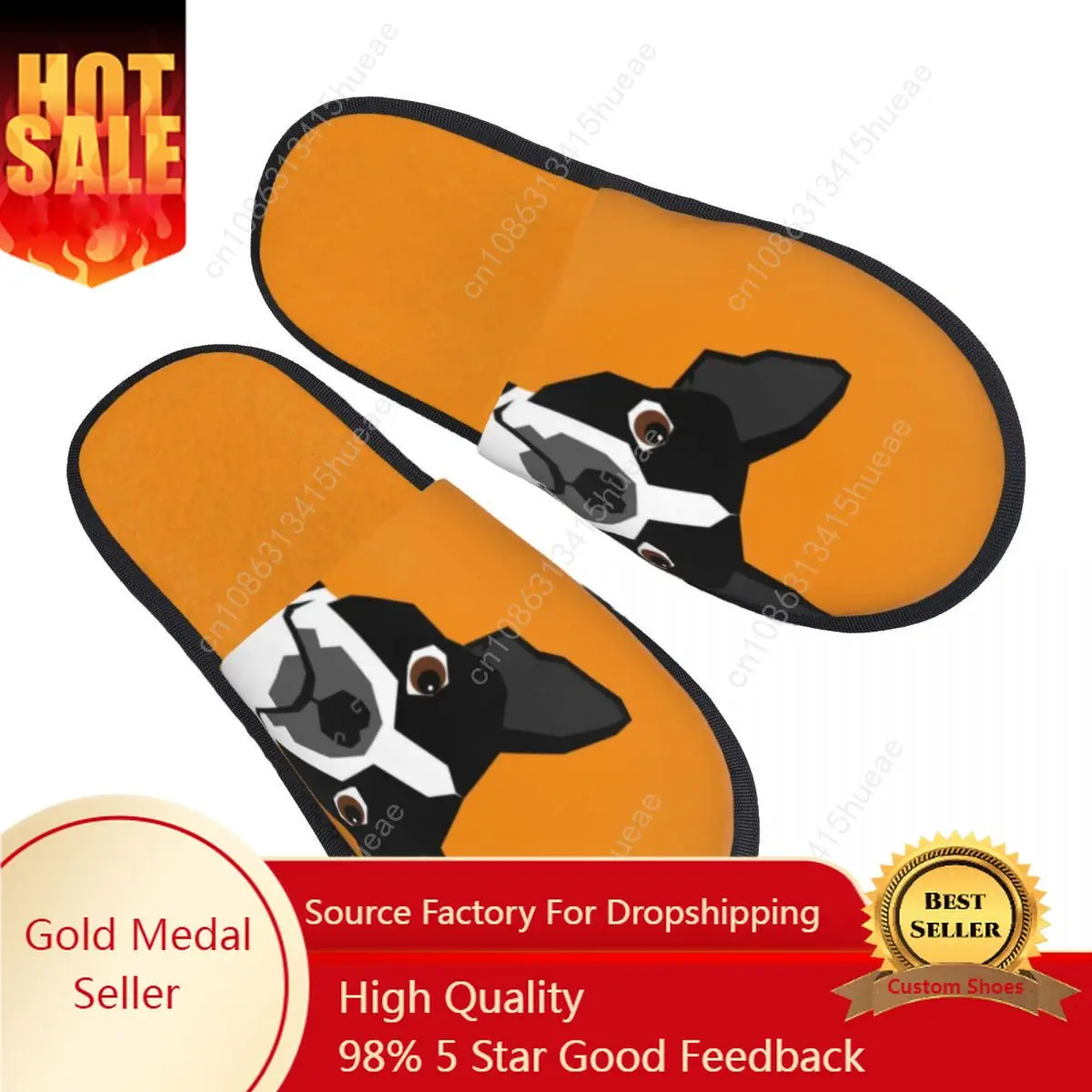 

Peeking Boston Terrier Funny Dog Art Guest Slippers for Spa Women Custom Print Gift For Dog Lovers Puppy House Slipper