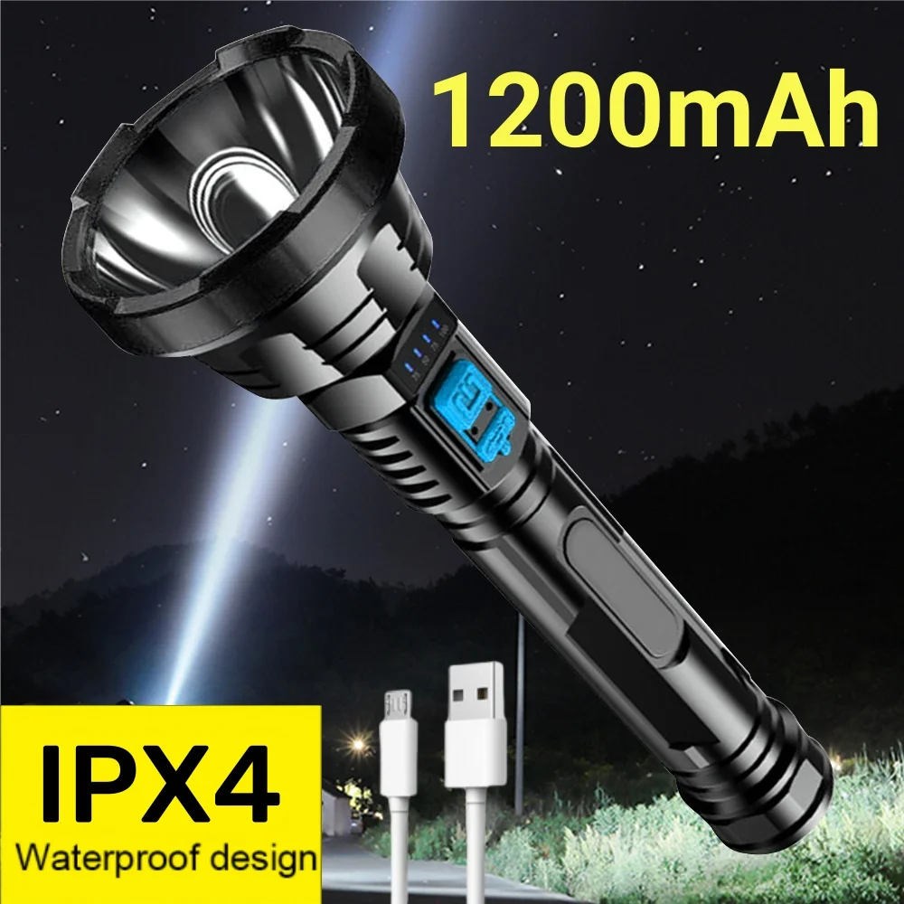 

LED Flashlight USB Charging Waterproof Emergency Camping Lantern Dimmable Service Work Light Powerful Torch Light for Outdoor