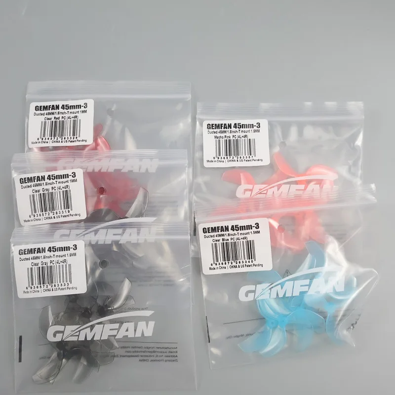 8PCS Gemfan 45mm 3-Blade PC Propeller T-Mount 1mm 1.5mm 0805 Motor For RC FPV Racing Freestyle Tinywhoop Drones Props DIY