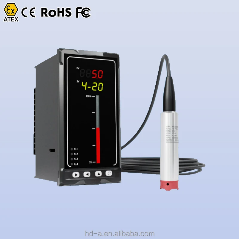 2026/4-20ma Rs485 Deep Well Water tank Level Meter Fuel tank Insert-type Water Level Sensor with Light Column Display Table and