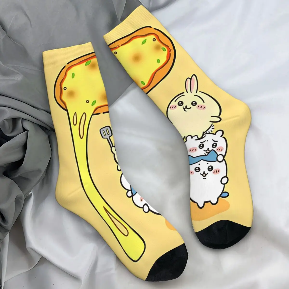 Chiikawa Hachiware Pizza Socks Autumn Stockings Leisure Men Warm Soft Socks Graphic Skateboard Anti Bacterial Socks