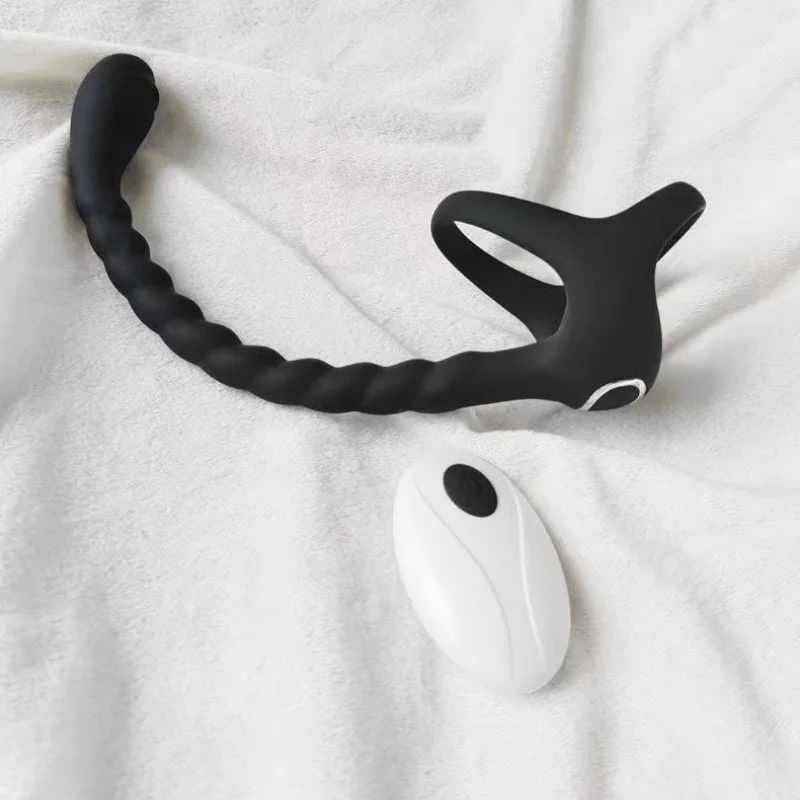 Powerful Penis Ring Anal Plug Vibrator For Man Anal Plug 3-in-1 Male Prostate Vibrating Stimulator Masturbator Adult Sex Toy 18+