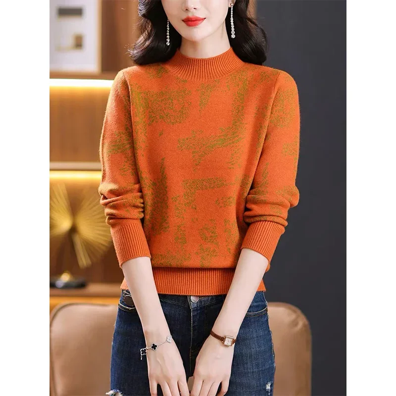 Women Clothing Knitted Fashion Loose Sweaters Female Top Spring Autumn Simple Casual Thick Pullover Knitwear