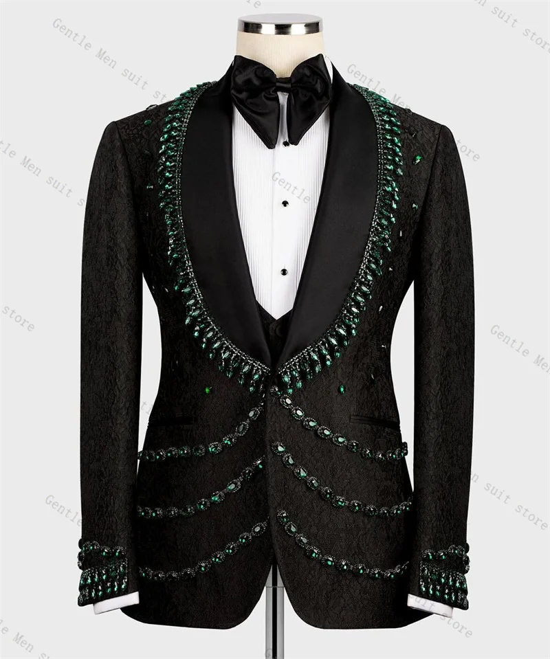 Ensemble de costume de luxe pour hommes, 2 pièces, Blazer + pantalon noir, smoking de mariage, veste de bureau formelle, manteau en coton personnalisé