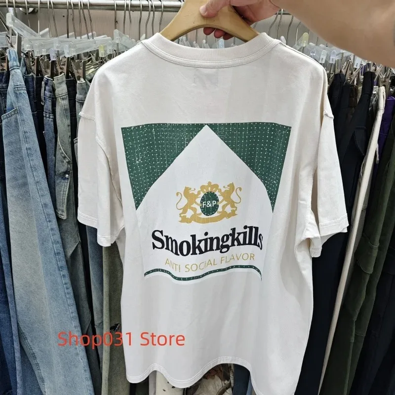Retro Washed Reverse Wear Graphic T-Shirt Men Women Oversized Short Sleeve Streetwear Top