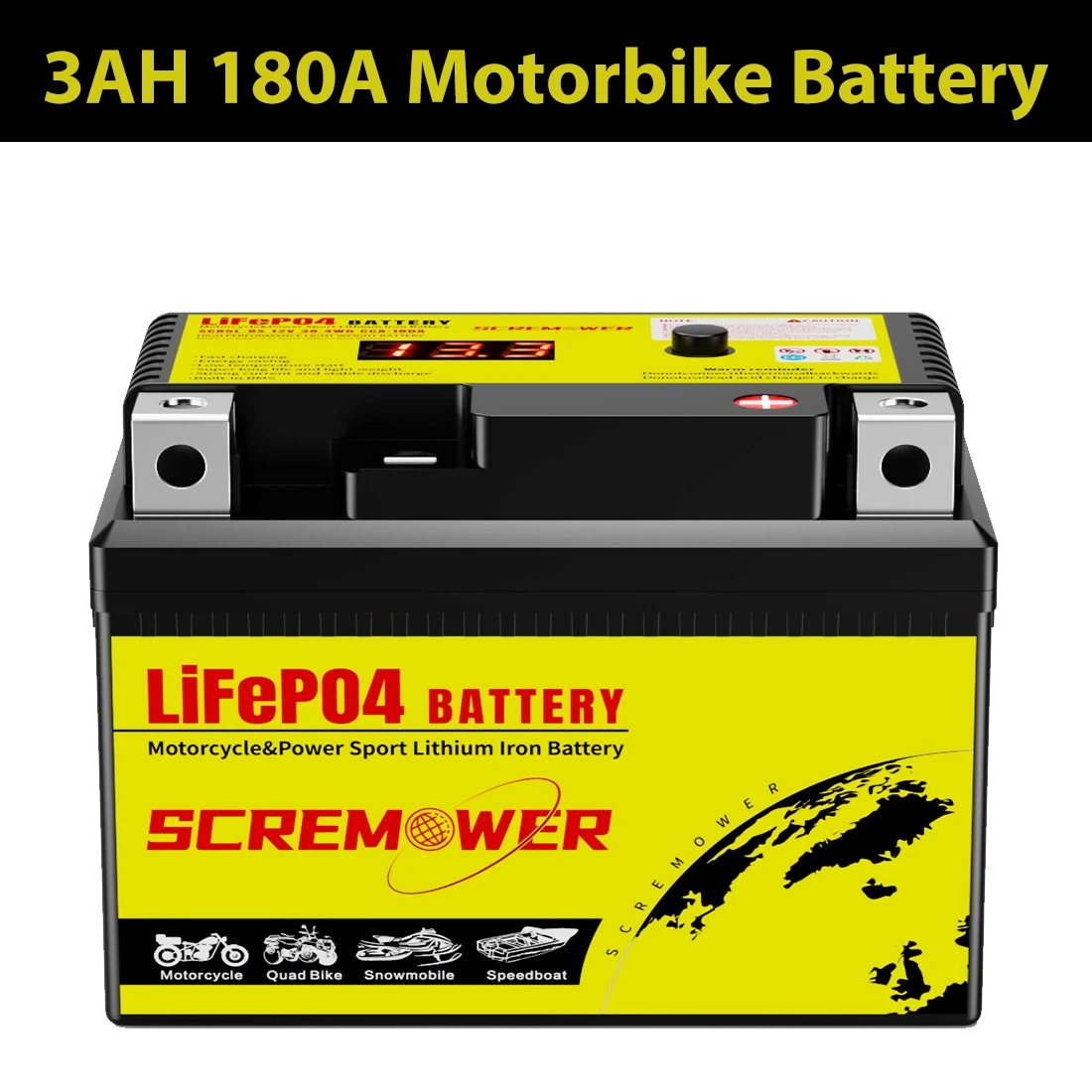 

Lithium Motorcycle Battery 5L-BS 12V 3AH 180 CCA with BMS Engine Start Battery with 4000 Life Cycle - Ideal for Starting Battery