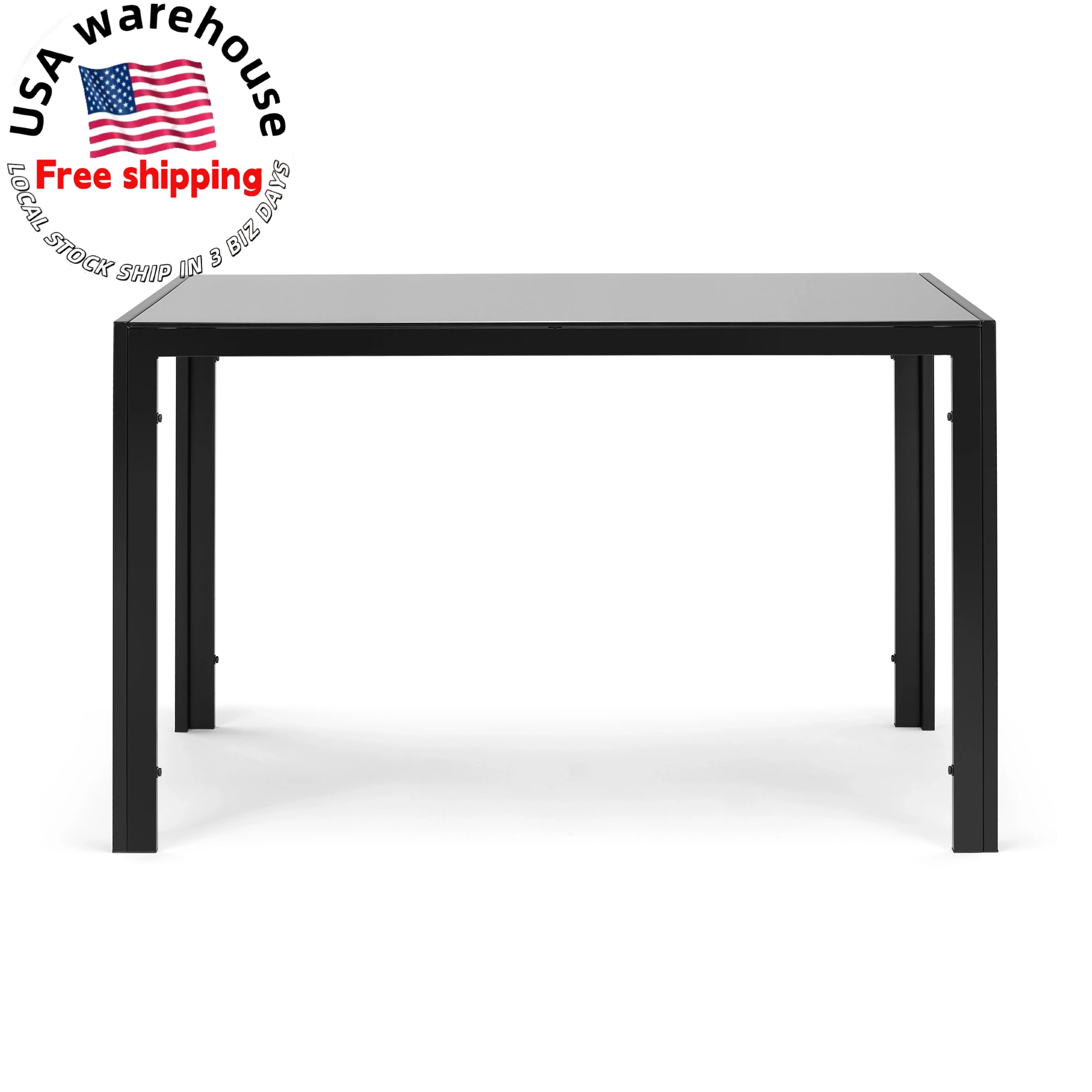 

47.25 Inch Modern Dining Table Tempered Glass Top Dining Room Sets Kitchen Furniture Dining Table for 4 Seat