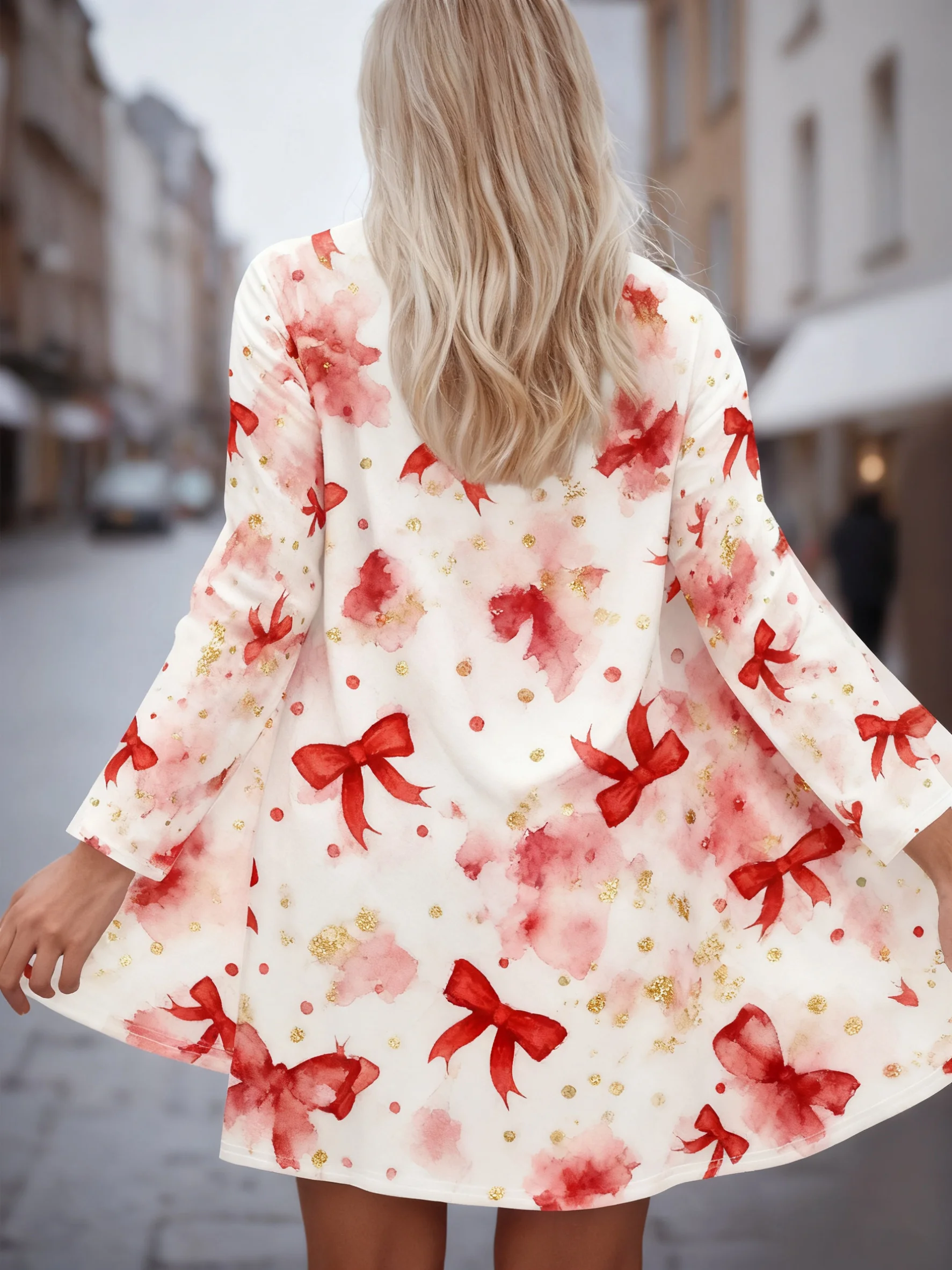 เสื้อคลุมผู้หญิงปี 2025 พิมพ์ลาย 3 มิติ ของขวัญคริสต์มาส เสื้อยืดแขนยาวลำลอง เสื้อคลุมคาร์ดิแกนน้ำหนักเบา ชุดสำหรับงานปาร์ตี้คริสต์มาส ฤดูใบไม้ผลิ ฤดูใบไม้ร่วง