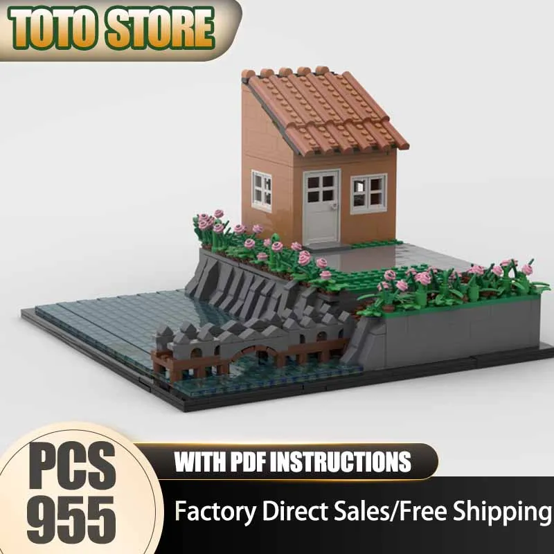 

City Street View Model Moc Building Bricks Italian River Side Model Technology Block Toy DIY Assembly Christmas Holiday Set Gift