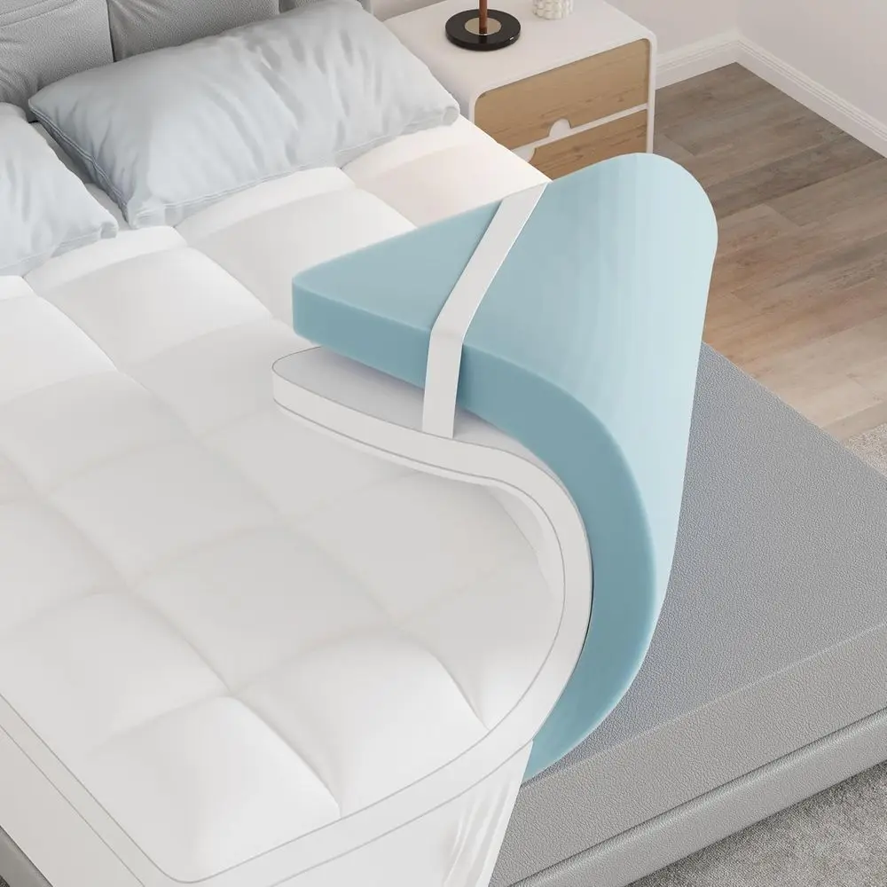 

Двухслойный наматрасник из пены с эффектом памяти толщиной 4 дюйма, 2 дюйма пена с эффектом памяти и гелем, 2 дюйма охлаждающий наматрасник-топпер, мягкий и комфортный