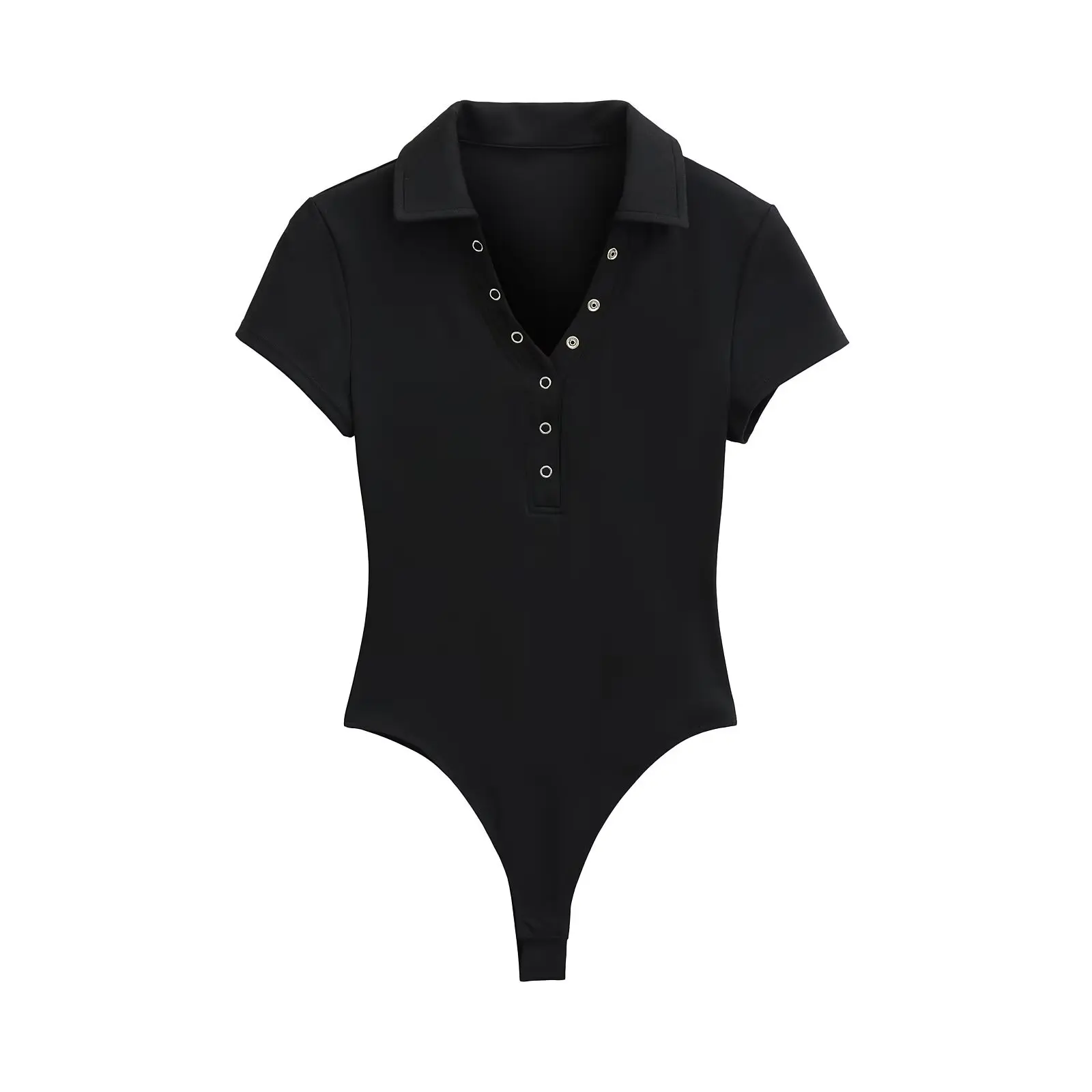 

Sexy American Elastic Bodysuit Women's Slim Fit Button ort Sve T-irt Hot Girl Underwear Base Top Straight Cut High Wai...