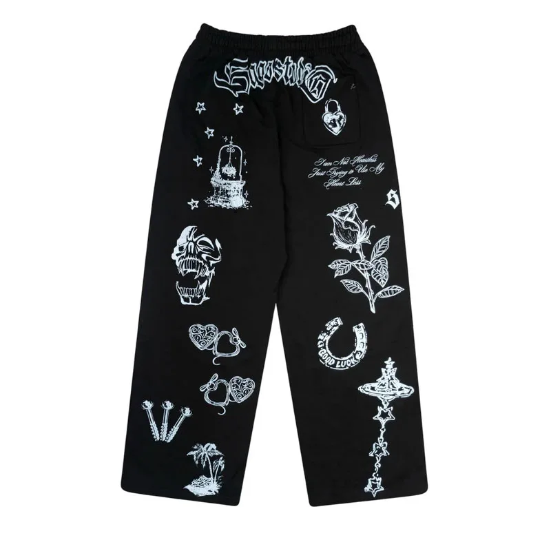 2025 Pantaloni sportivi a gamba dritta europei e americani alla moda Pantaloni da ballo jazz da donna Pantaloni hip-hop larghi casual da strada