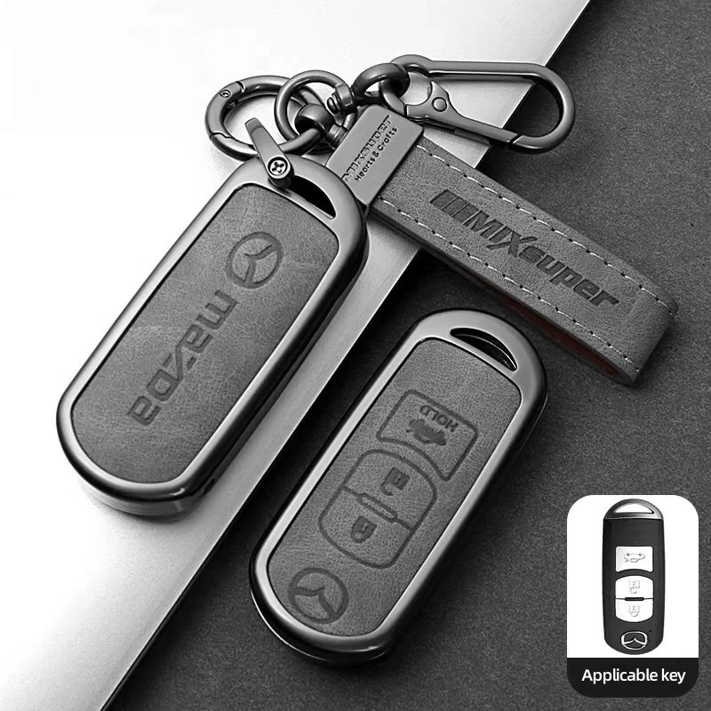Leder-Autoschlüsselhülle Schlüsselcase für Mazda 2 3 6 Axela Atenza Demio CX30 CX4 CX5 CX-5 CX8 CX-8 CX-30 CX9 CX-9 MX5 Schlüsseltasche – Detail 7