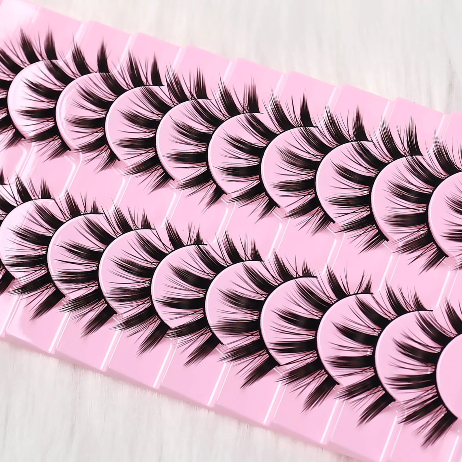 10 أزواج من رموش الرسوم المتحركة المزيفة، قابلة لإعادة الاستخدام وناعمة وخفيفة الوزن وسهلة الاستخدام للمبتدئين في المكياج اليومي/الحفلة/المواعدة