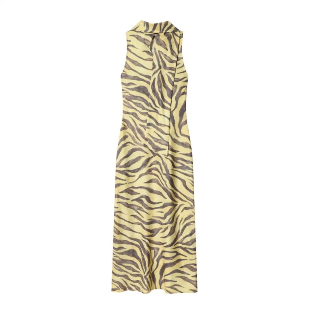 MsChuh Women's Casual Dresses Sleeveless Zebra‑print Dress Vestido For Woman Simple Style All-match Temperament Vacation Holiday