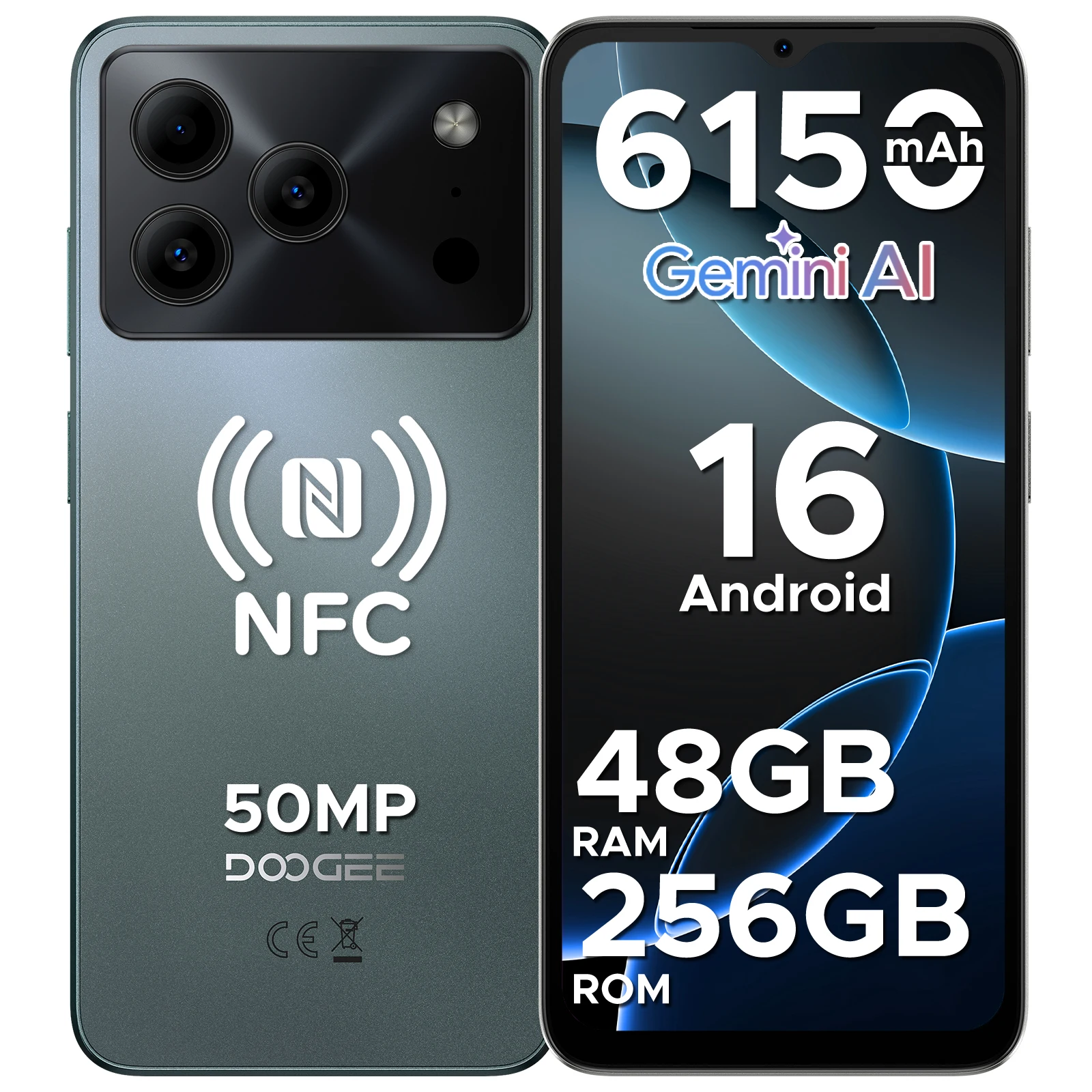 DOOGEE Note56 Plus VIP Smartphone 6150mAh Batterij 6.56'' 90Hz Scherm 48GB+256GB Ondersteunt Widevine L1 Android 16 Mobiele Telefoon