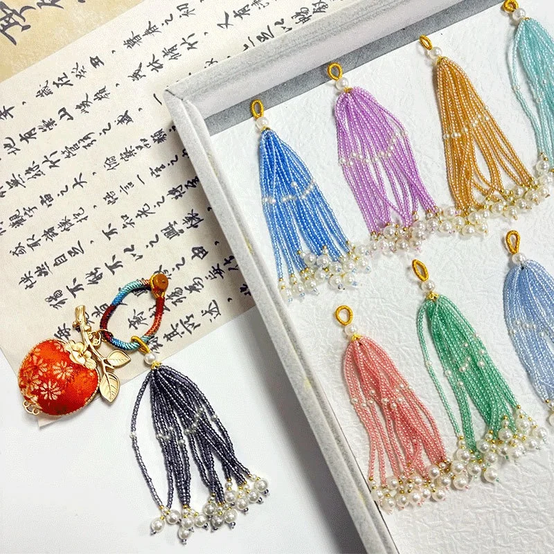 2026 Newest 20pcs/lot color glass beads decoration handmade Weave tassel bead diy jewelry garment hair accessory