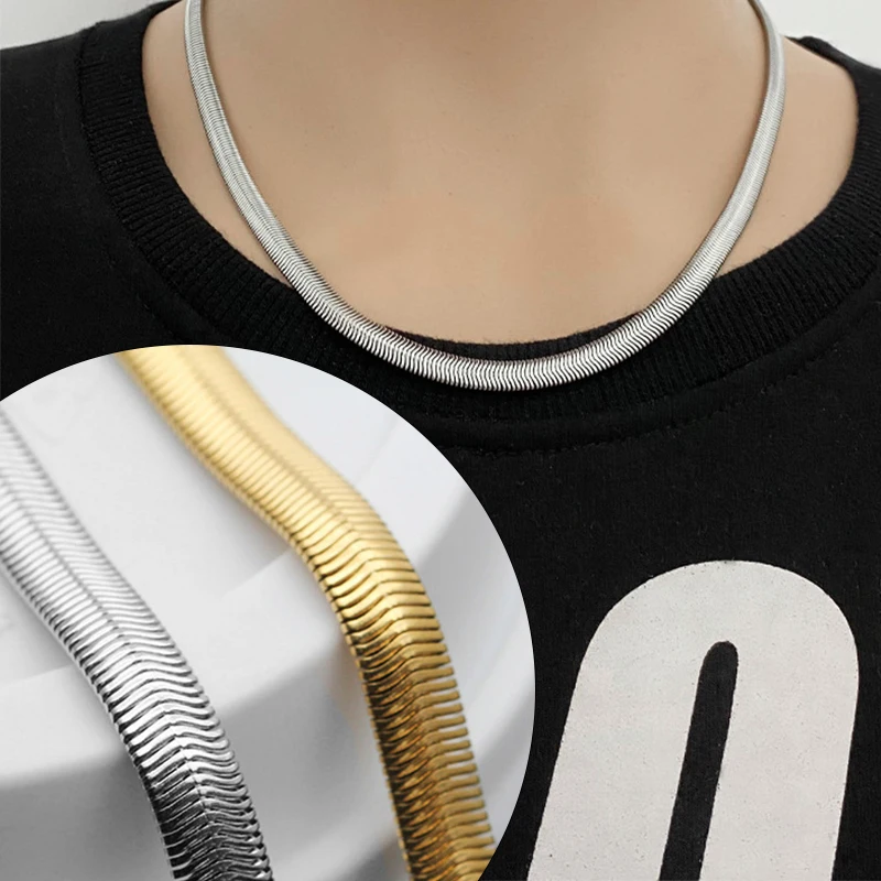 Fashion Unisex Snake Chain Women Necklace Choker Stainless Steel Herringbone Gold Color Chain Necklace for Women Jewelry Gift