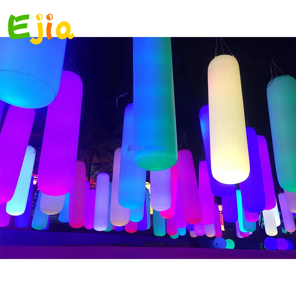 Commercial PVC 100/150/200m Advertising Inflatable Hanging LED Column Inflatable LED Light Touch Cylinder  For Party  Event